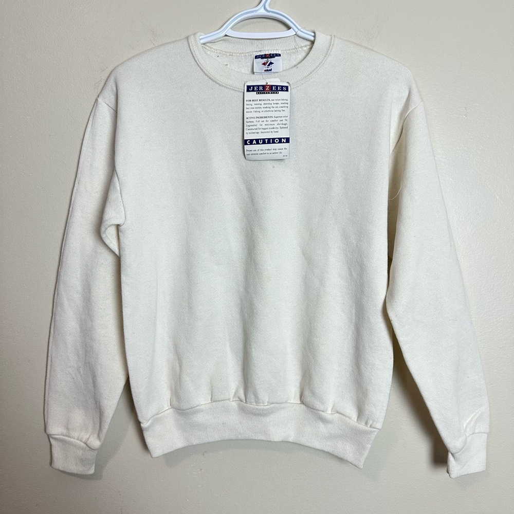 Jerzees Size L (14-16) Cream Crewneck Sweater